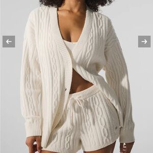 ALO Yoga White Cable Knit Cardigan